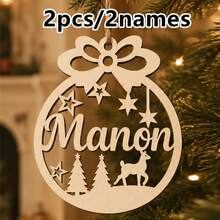 Custom Wooden Name Christmas Ornament, Personalized Rustic Tree Hanging Decor, Customized Holiday Party Decoration, Customizable Winter Keepsake, Farmhouse Xmas Tree Decor, Secret Santa Gift For Home, Christmas Tree Ornaments, Christmas Decoration - Multicolor - View 21