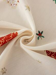 MineLain 1pc Merry Christmas Party Tablecloth, Red And Green Christmas Tree Pattern, Rectangular Dining Table Cloth, Beige Tassel Decoration, Coffee Table, Bedside Cabinet, Cupboard Cover, Tabletop Decor, Holiday Decoration, Living Room, Room Decor, Suitable For Gathering, Dinner, Holiday, Party Decoration, Christmas Gift, Christmas Decoration, Autumn/Winter Decor - Multicolor - View 2