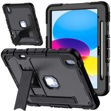 Heavy Duty Anti-Drop Tablet Protective Case, Adjustable Stand, Wrist Strap, 3-In-1 Shockproof And Anti-Drop, European And American Style, Compatible With Apple And Tablet Protective Case, (Some Models With Electronic Pen Slot) - Black - View 6