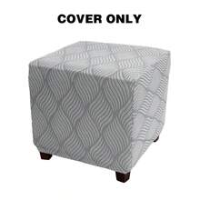 1PC Wave Jacquard Square Ottoman Stool Cover Elastic All-Inclusive Solid Color Footrest Cover Sofa Foot Stool Seat Slipcover For Living Room - Multicolor - View 13
