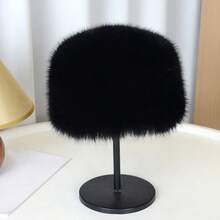1PC Solid Color Polyester Faux Fur Oversized Head Circumference Long Hair Flat Top Mongolian Hat Winter Faux Fur Patchwork Fur Hat Autumn/Winter - 1pc - View 16