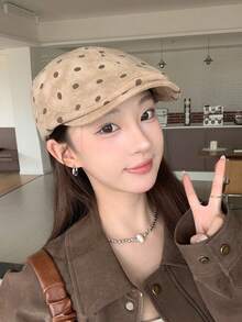 1件 2026新款復古鉚釘女款報童帽，春夏休閒百搭顯臉小貝雷帽，甜酷辣妹風 - A - 查看 7