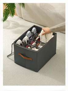 Foldable Fabric Shoe Box, Holds 12 Or 16 Pairs Of Shoes, Large Capacity Fabric Shoe Box With Lid, Adjustable Compartment Shoe Storage Box, Suitable For Wardrobe, Transparent Dustproof Waterproof Washable Multi-Function Shoe Box, Suitable For Home, School, Dormitory Use - View 2