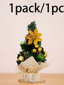 1pc Mini Desktop Christmas Tree, Artificial Small Pine Christmas Tree, Suitable For Christmas Decoration, Desktop Decor, Home Decor And Room Decor. Christmas Desktop Bedroom Home Indoor Decoration, Home Office Desk, Holiday Party Table Centerpiece - Multicolor - View 13