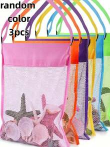 1/3pcs Bright Color Mesh Beach Tote Bag, Lightweight, Adjustable Shoulder Strap, Foldable Design, Water-Draining, Breathable, Sand-Proof, Large Capacity, Portable, Easy To Clean, Lightweight, Storage, Sand-Proof, Durable, Foldable, Quick-Dry Mesh Bag, Large Capacity Beach Storage, Wear-Resistant, Anti-Snag, Lightweight And Portable, Suitable For Back To School Season,Back To School - Multicolor - View 13