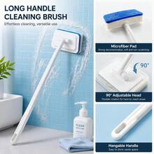 1Pc Long‑Handle Tile Cleaning Brush, Ergonomic Non‑Slip Handle, Multi‑Functional Surface Cleaning Tool For Bathroom Walls, Floors And Bathtubs, For Home And School Use, Household Cleaning Tool - New Model - View 2