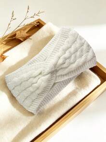 DUOJIAOYAN 1pc Autumn/Winter New Style Cable Knit Outer Layer With Thick Fleece Lining Wide Elastic Hair Band, Suitable For Sports, Cold Protection And Warmth, Hair Band Accessory, Sports Headband - Multicolor - View 17