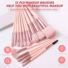 29/15pcs Including Gifts,Makeup Brushes Set With Makeup Sponges, Powder Puffs, Velvet Hair Scrunchies And Bonus Eyelash Curler, Soft Cosmetic Brushes For Foundation Powder Blush Eyeshadow Concealer Contour Highlight, Beauty Kit For Daily Makeup - Multicolor - View 13