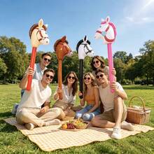 Colorful Inflatable Horse Head Stick, Theme Party Atmosphere Prop, Stage Event Photography Handheld Inflatable Toy Pony Stick - Multicolor - View 8
