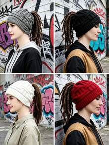 Autumn/Winter Warm Wool Earflap Hat, Open Design Convenient For Ponytail, Suitable For Daily Outings And Outdoor Walks, A Warm And Windproof Knitted Hat, Suitable For Long Hair Care In Autumn/Winter - A - View 8
