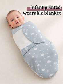 1pc Fun Print Theme Newborn Swaddle Blanket, Bottom With Dual-Way Zipper Design For Easy Diaper Change, Mixed Color, Soft Skin-Friendly Fabric, Machine Washable, Christmas/Easter/Thanksgiving/Halloween Gift For Baby - Multicolor - View 5