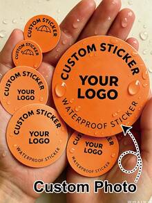 19-299pcs 1-3.5inch Custom Design Circle Logo Stickers - Personalized Printed Waterproof Paper/Plastic Business Branding & Packaging Seals Label, Round Label For Weddings Birthdays, Custom Circle Stickers For Business Logo - White - View 1