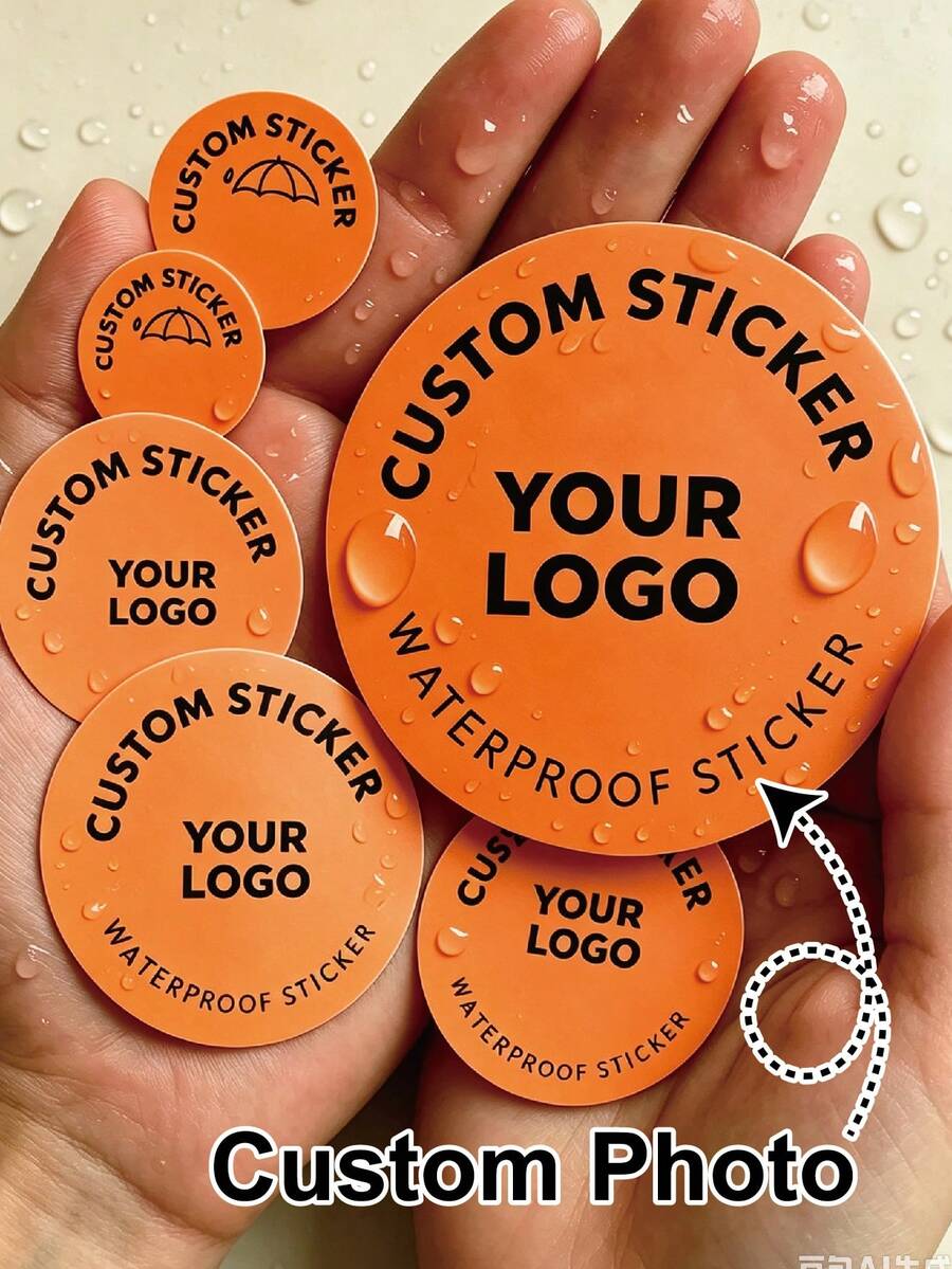 19-299pcs 1-3.5inch Custom Design Circle Logo Stickers - Personalized Printed Waterproof Paper/Plastic Business Branding & Packaging Seals Label, Round Label For Weddings Birthdays, Custom Circle Stickers For Business Logo - White - View 1