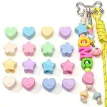5/10pcs Minimalist Acrylic Beads, Star, Heart, Petal Shapes, Suitable For DIY Phone Charms, Keychains, Jewelry Accessories, Holiday Gifts - Multicolor - View 5