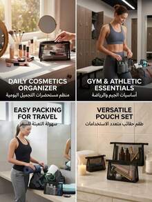 3Pcs Mesh Makeup Bag Set, Zipper Transparent Cosmetic Pouches,Lightweight Breathable Polyester Toiletry Organizer Bags,Multi‑Size Travel Storage Pouch For Cosmetics,Brushes,Skincare,Stationery,Ideal For Vacation,Gym,Bathroom,Daily Use,Thoughtful Gift - Multicolor - View 8