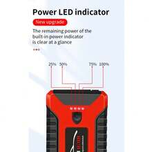12V Universal Car Emergency Starter, Multifunctional Portable Power Bank With LED Flashlight, Fast Phone Charging, High And Low Temperature Resistance, Suitable For Gasoline Cars With Engine Capacity Under 10L - Red - View 6