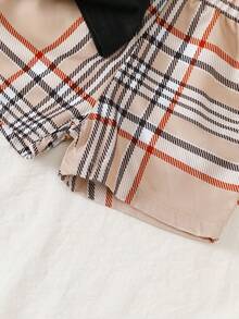 BrownBark 2 件套年轻男孩时尚格子纹理 Polo 衫和格子短裤套装，夏季休闲和校园装 - 黑色 - 查看 8