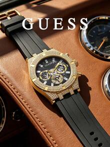 Guess Jam Tangan Kronograf Pria Warna Emas dengan Rhinestone, Cocok untuk Acara Profesional, Sosial dan Formal GW0418G2 - Bunga Baby's Breath Emas - View 5