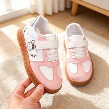 Girls' Flat Shoes Cute Rabbit & Flower Embroidery Pink & White Casual Shoes Round Toe Hook & Loop Non-Slip Lightweight Toddler Walking Shoes - Pink - View 9