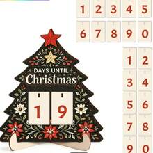 Christmas Tree Shaped, With Sliding Replaceable Numbers To Record Remaining Days Until Christmas - Wooden Craft, Exquisite Vintage Pattern, Strong Holiday Atmosphere - Comes With Stand, Stable Desktop Placement, Easy Operation - Suitable For Living Room, Entryway Table Decor, Christmas Holiday Decorative Ornament - 1PC - View 6