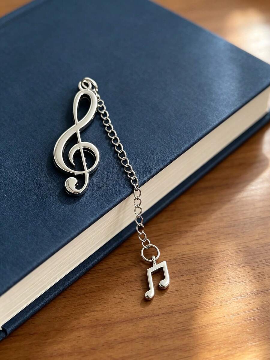 Treble Clef Music Note Metal Bookmark, Silver Chain Pendant Book Mark, Creative Musical Symbol Page Marker, Unique Reading Accessory - Multicolor - View 1