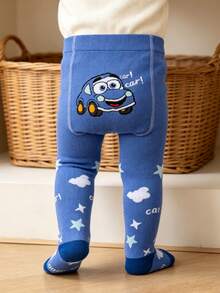 4/2pcs Newborn Cartoon Tights, Car Zebra Lion Pattern, High Elastic Comfortable Baby Spring Autumn All Season Leggings - Multicolor - View 4