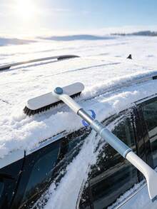 Multi-Function Car Snow Shovel, Telescopic Aluminum Alloy Vehicle Snow Scraper, Car Ice Scraper Frost Remover Snow Board - Multicolor - View 2