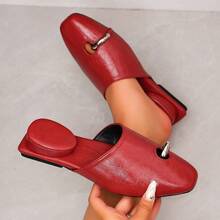 Women's Flat Casual Fashion Outdoor Slip-On Shoes With Round Ring Decor And Thick Sole Footbed - Red - View 2