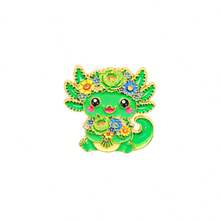 Floral Axolotl Enamel Pin, Cartoon Flower Salamander Lapel Pin, Decorative Brooch For Backpack Clothes Hat, Cute Accessory Gift For Women Girls - Multicolor - View 14