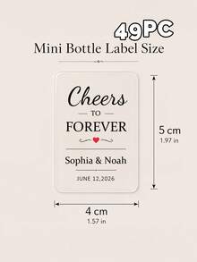 14/24/49pcs Personalized Customized Wedding Mini Bottle Labels, Custom Name & Date Self-Adhesive Stickers, Wedding Favors Gifts, Banquet Decor - Clear - View 21