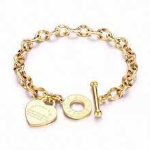 Letter ABOVEALLELSE Heart OT Clasp Stainless Steel Bracelet - Multicolor - View 4