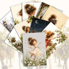 24pcs+1 Red Envelope Set Playful Seasonal Postcard Set, Featuring Charming Girl Illustrations And Warm Greetings, Suitable For Friends And Family, Daily Use, Vintage Aesthetic Stationery - Sets - View 4