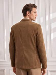 Officeau Men's Old Money Khaki Corduroy Blazer, For Business Formal/Evening Events - Khaki - View 2