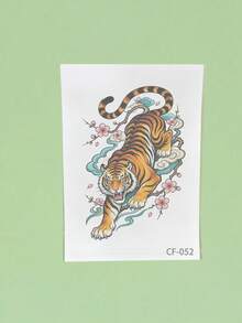 1pc Tiger Stripe Temporary Tattoo Sticker, Waterproof & Sweat-Resistant, Disposable, Suitable For Women And Men, Face, Arm, Waist, Chest, Leg, Abdomen, Neck, Hand, Finger, Back, Dance Party Stage Performance, Modern Body Art - Multicolor - View 4