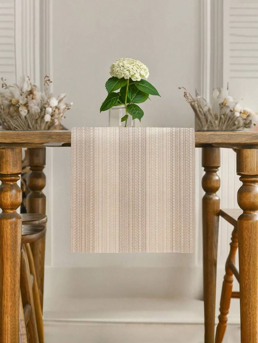 1pc Modern Living Room Table Runner, Dry Cleanable, Washable, Suitable For Kitchen Dining Table, Party, Wedding, Entryway, Family Gathering, Coffee Table, Living Room Decor - Beige - View 1