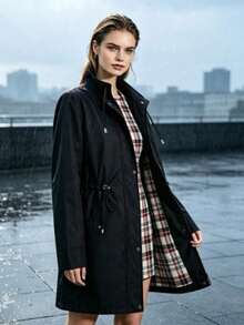Women's Long Hooded Raincoat Outdoor Windproof Rain Jacket Coat - Women's Raincoat - View 2