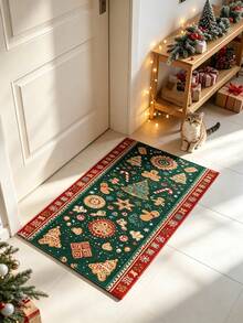 1pc Green Christmas Hallway Runner Rug, Long Strip Carpet, Area Rug, Mat, Home Decor, Living Room Area Rug, Living Room Home Decor, Room Decor, Washable Carpet - Multicolor - View 4