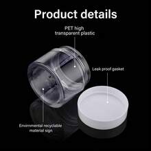6pcs Small Travel Refillable Containers, Transparent Plastic Jars, Reusable Plastic Storage Containers, Round Plastic Jars, Kitchen Home Storage Containers, Black/White/Clear Screw Cap Sample Jars, 4 Sizes, Makeup Sample Dispenser Boxes - View 4