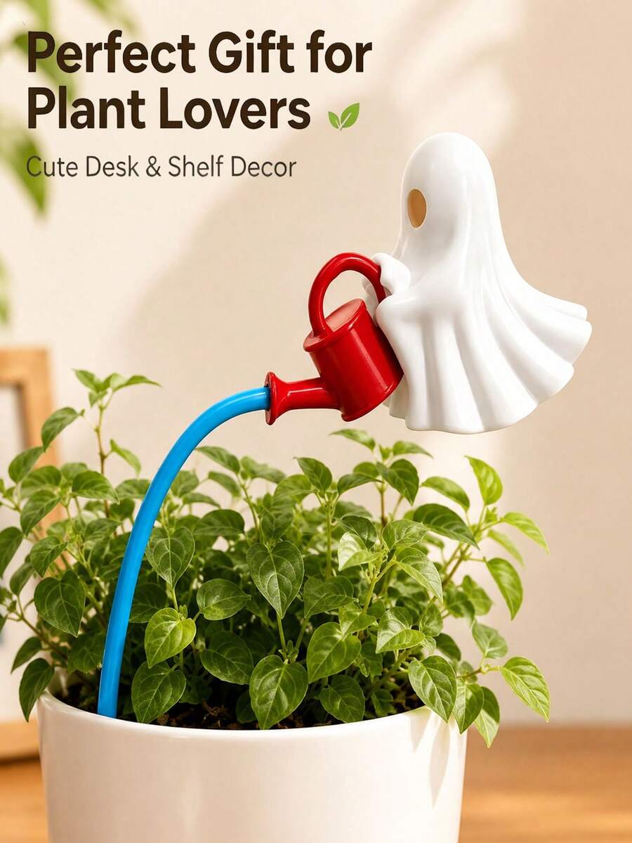 3D Printed Ghost Watering Plant Decor, 3-Piece Halloween Flower Pot Decoration With Realistic Water Flow Effect, 9.06 Inch Fun Indoor Plant Pot Decor, Desktop Ornament, Gift For Plant Lovers - Multicolor - View 1