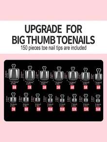 Square Toe Nail Stickers, Full Coverage Press-On Acrylic Fake Toe Nail Extensions, Suitable For DIY Nail Salon, Can Be Used As Mother's Day Gift - Clear - View 8