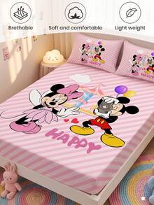 Disney 1件裝迪士尼印花包床單床墊套，秋季床上用品，床墊保護套，柔軟舒適溫馨透氣防皺，可機洗，單人/雙人/加大/特大尺寸，四季適用，不含枕頭與枕套，宿舍床上用品，臥室裝飾 - 彩色 - 查看 5