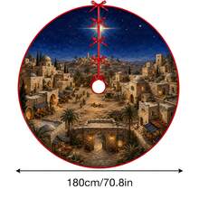 1pc Bethlehem Ancient City Scene Pattern Christmas Tree Skirt, Elegant Color Holiday Decor, 5 Sizes, Unisex Holiday Gift, Suitable For Home And Party Christmas Home Decoration - Bethlehem Ancient City Market - View 15