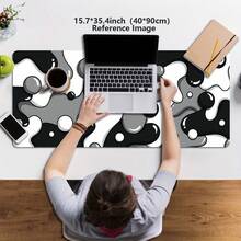 1 pieza Alfombrilla de ratón extra grande, patrón minimalista lindo en blanco y negro, adecuada para escritorio de oficina pequeño, almohadilla de teclado de portátil, tapete de protección de escritorio, base de goma antideslizante, múltiples tamaños disponibles, adecuada para el hogar - Alfombrilla de ratón en contraste blanco, negro y gris - Ver 6