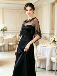 Bridal Lace Mesh Bolero Shrug, Thin Arm Cover Outer Layer, Evening Dress Decorative Shawl - Multicolor - View 6