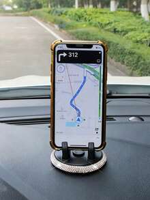 Bling Car Phone Holder For Dashboard, 360° Rotatable Adjustable Cell Phone Mount, Fashion Decorative Car Interior Accessory, Stable Non‑Slip Smartphone Stand For Driving Navigation - Multicolor - View 1