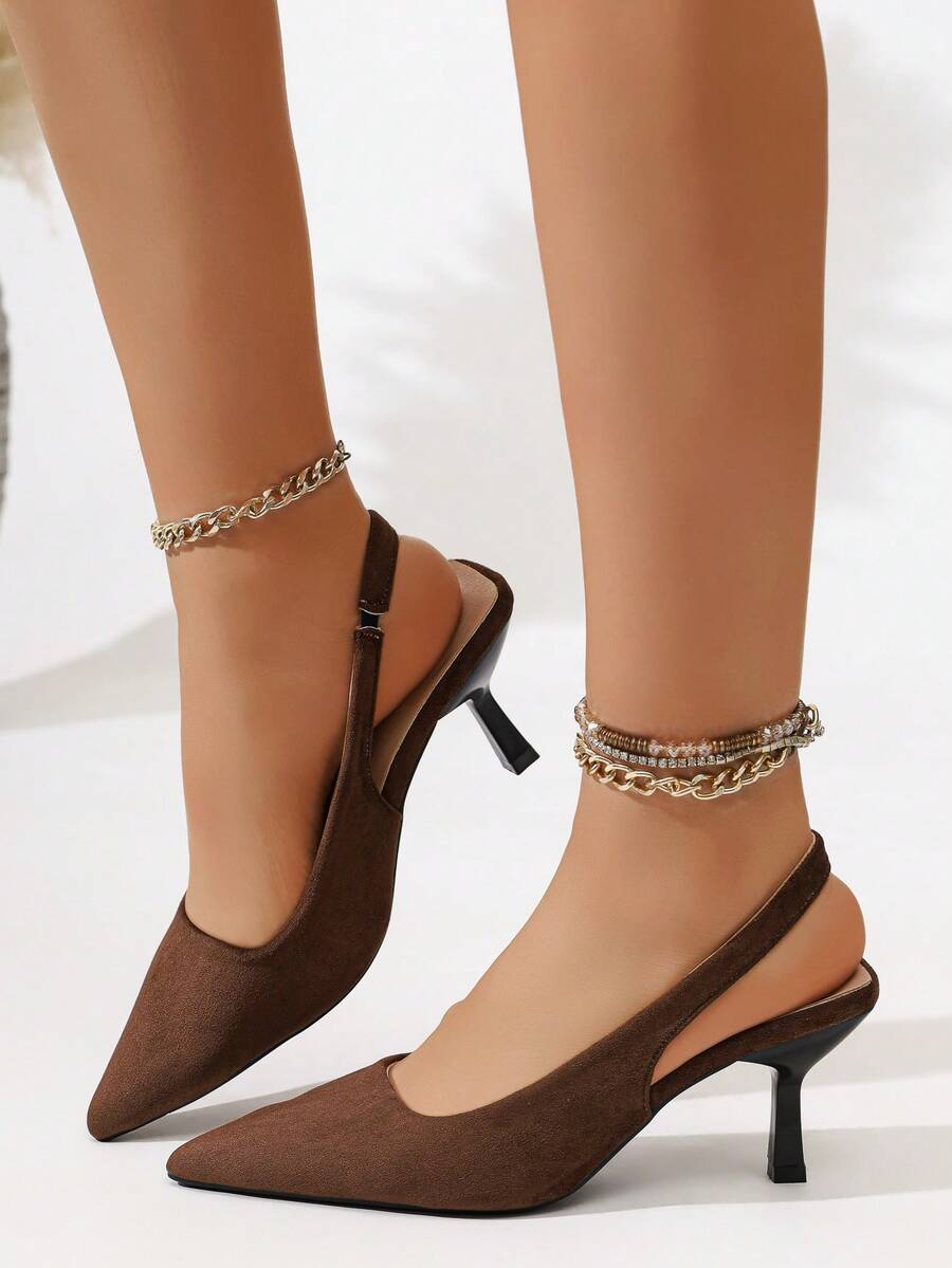 Sepatu Hak Tinggi Musim Semi Wanita, Sepatu Kerja Serbaguna yang Modis, Sandal Musim Panas Cokelat Kopi Prancis