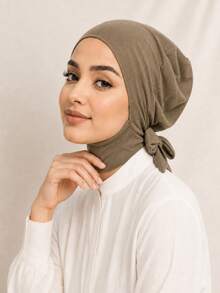 1件/2件裝 女款莫代爾彈性領口保暖帽，舒適穆斯林頭巾 Hijab，時尚素色均碼套頭帽，適合日常穿著 - 鬆緊帽 - 查看 16