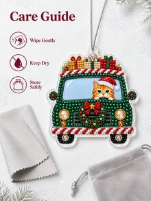 Custom Photo Pearl Bead Painting Hanging Ornament, Xmas Truck With Cute Santa Cat Pattern Pendant, DIY Craft Kit For Christmas Tree Decoration And Festive Souvenir - Multicolor - View 6