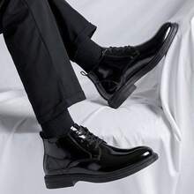 Byhode Men's Thick Sole Dress Shoes, Fashion Lace-Up Oxford Shoes, Suitable For Business, Daily Wear, Formal Occasions And Wedding Accessories - Black - View 2