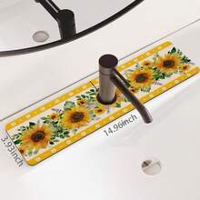 1 buah Keset Penyerap Keran Wastafel, Motif Bunga Matahari, Keset Drainase, Cocok Untuk Wastafel Dapur, Kamar Mandi, Meja Dapur, Keset Drainase, Bahan Tanah Diatom, Dapat Dipotong, Keset Cepat Kering - MultiWarna - View 13